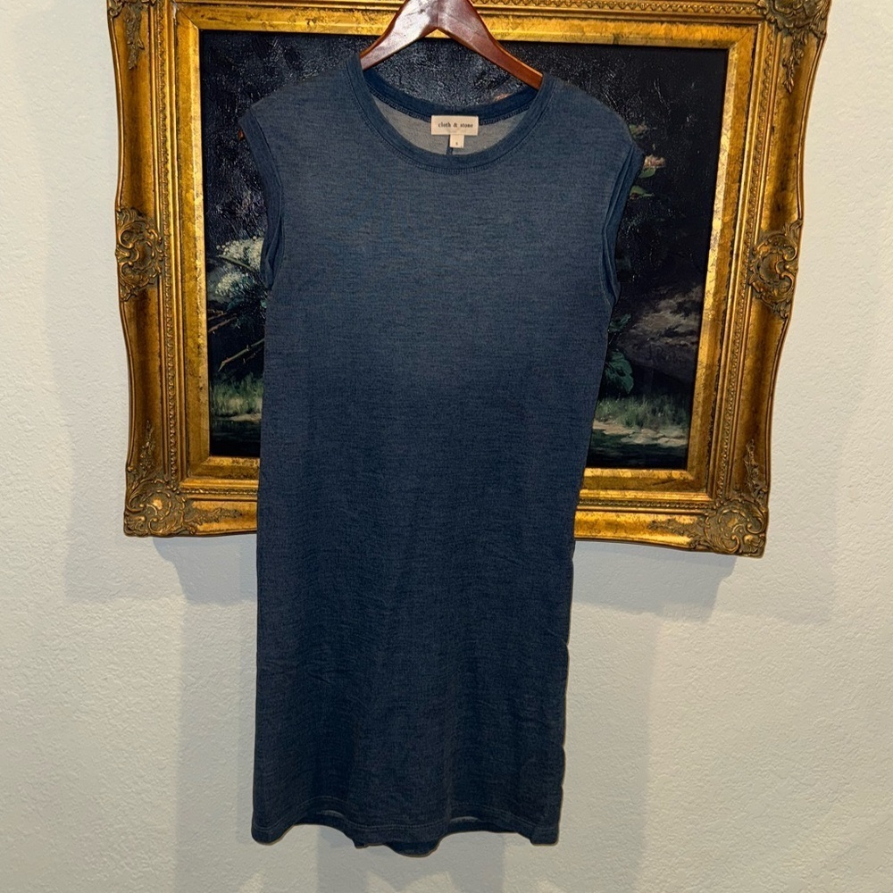 Cloth & Stone 100% Cotton Blue Ombre Sleeveless Casual Midi Dress Size Small